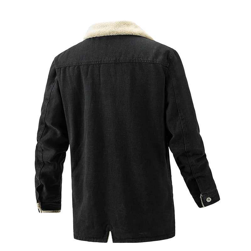 Men's Padded Denim Jacket with Sherpa Lining and Extended Outdoor Cut Chichicherry