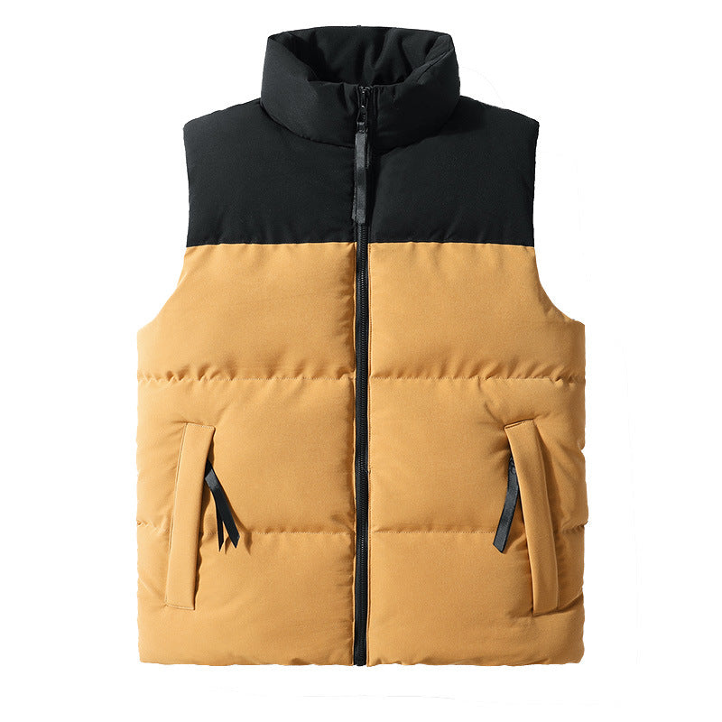 Men's Quilted Thermal Padded Vest with High Collar and Windproof Shoulder Yoke Chichicherry