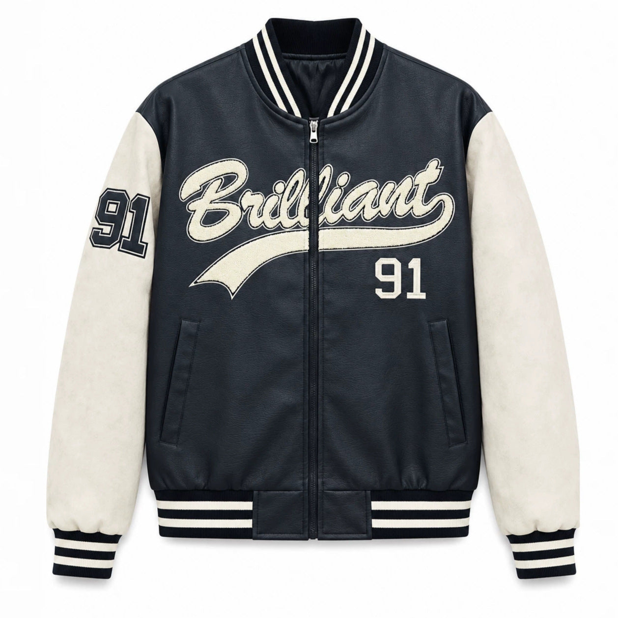 Men's varsity bomber jacket in letterman style with chenille applications Chichicherry
