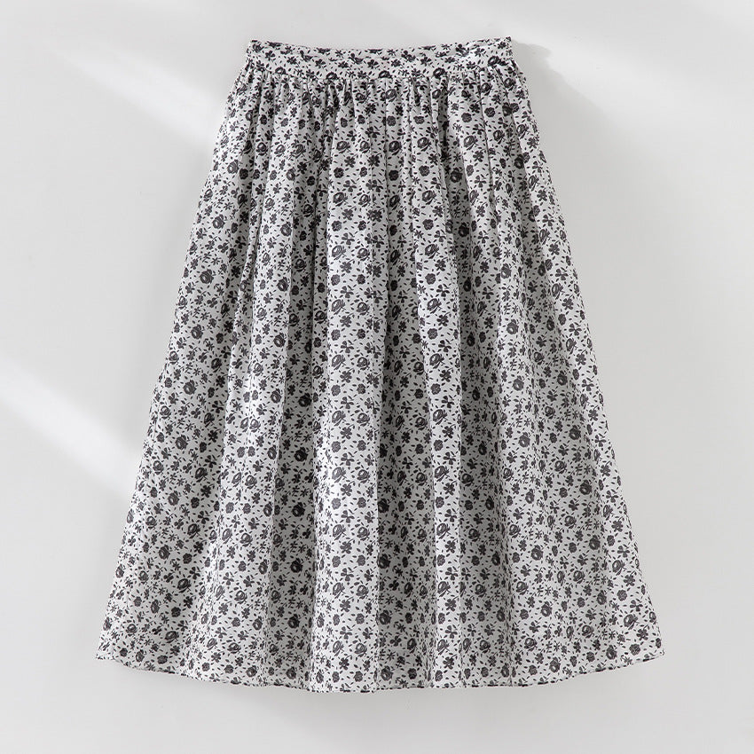 Women’s midi skirt with gathered waistband and small floral print Chichicherry