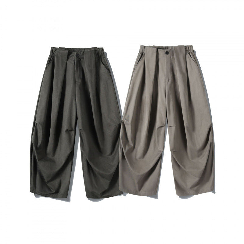 Men's wide-cut pleat-front trousers with cropped leg length Chichicherry