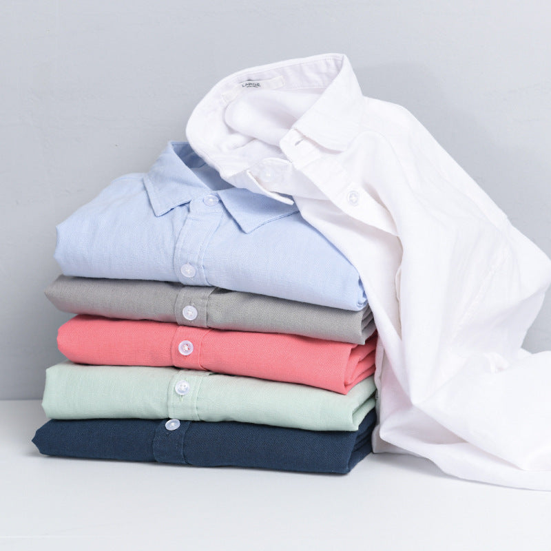 Men's Linen Blend Layering Overshirt with Kent Collar, Rounded Hem and Soft-Touch Chichicherry