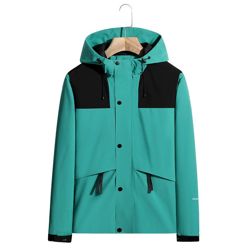 Men's Lightweight Water-Repellent Hooded Softshell Jacket with Concealed Press Stud Placket and Drawstring Chichicherry