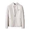 Men's Slim-Fit Faux Leather Moto Jacket in Aviator Minimal Style with Stand-Up Collar and Zipper Pockets Chichicherry