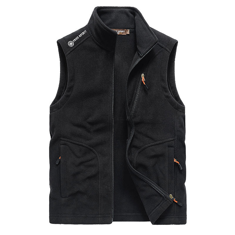 Men's fleece vest with high standing collar, zippered pockets, and breathable microfleece Chichicherry