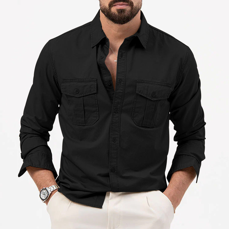 Men's shirt with chest pockets and Kent collar, casual regular fit made of cotton mix Chichicherry
