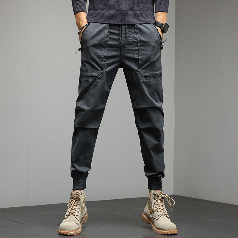 Men's Cargo Jogger Pants with Utility Pockets and Elastic Cuffs Chichicherry