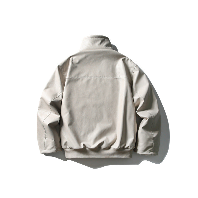Men's Short Boxy Blouson with Adjustable Buckle Collar and Teddy Lining Chichicherry