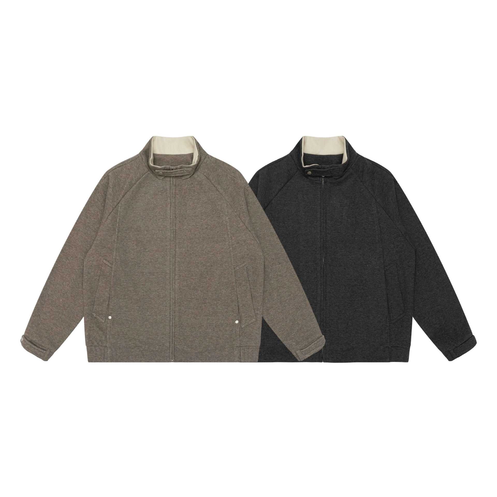 Women Boxy Zip Jacket with high stand-up collar, raglan sleeves and concealed zipper Chichicherry