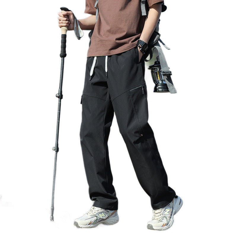 Men's Technical Trekking Pants with Zipper Pockets and Drawstring Waist Chichicherry