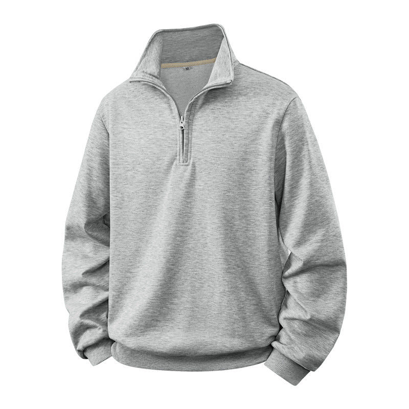 Men's Half-zip Sweatshirt with Stand-up Collar and Ribbed Cuffs Chichicherry