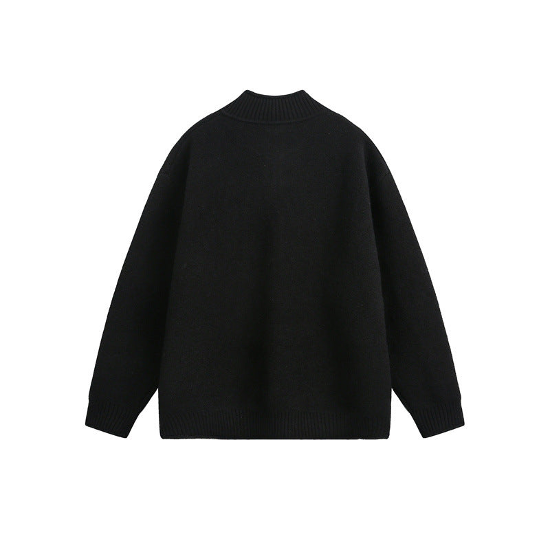 Unisex Knitted Zip Jacket with High Ribbed Collar and Oversized Cut Chichicherry