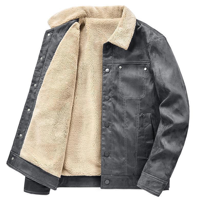Men's teddy-lined canvas pilot-style jacket with contrast stitching Chichicherry