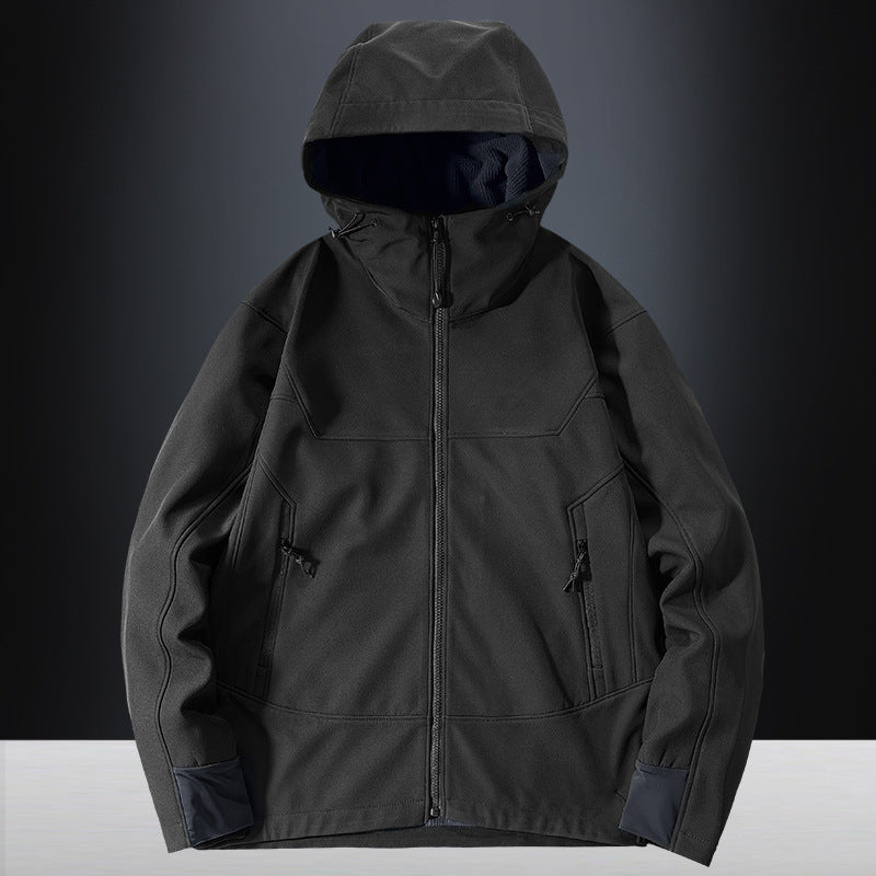 Men's lightweight softshell functional jacket with hood, windproof membrane and ergonomic cut Chichicherry