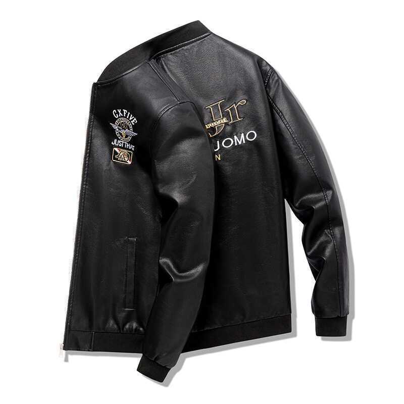 Men's Lightweight Bomber Jacket with Embroidered Patches, Short Stand-Up Collar and Zipper Chichicherry