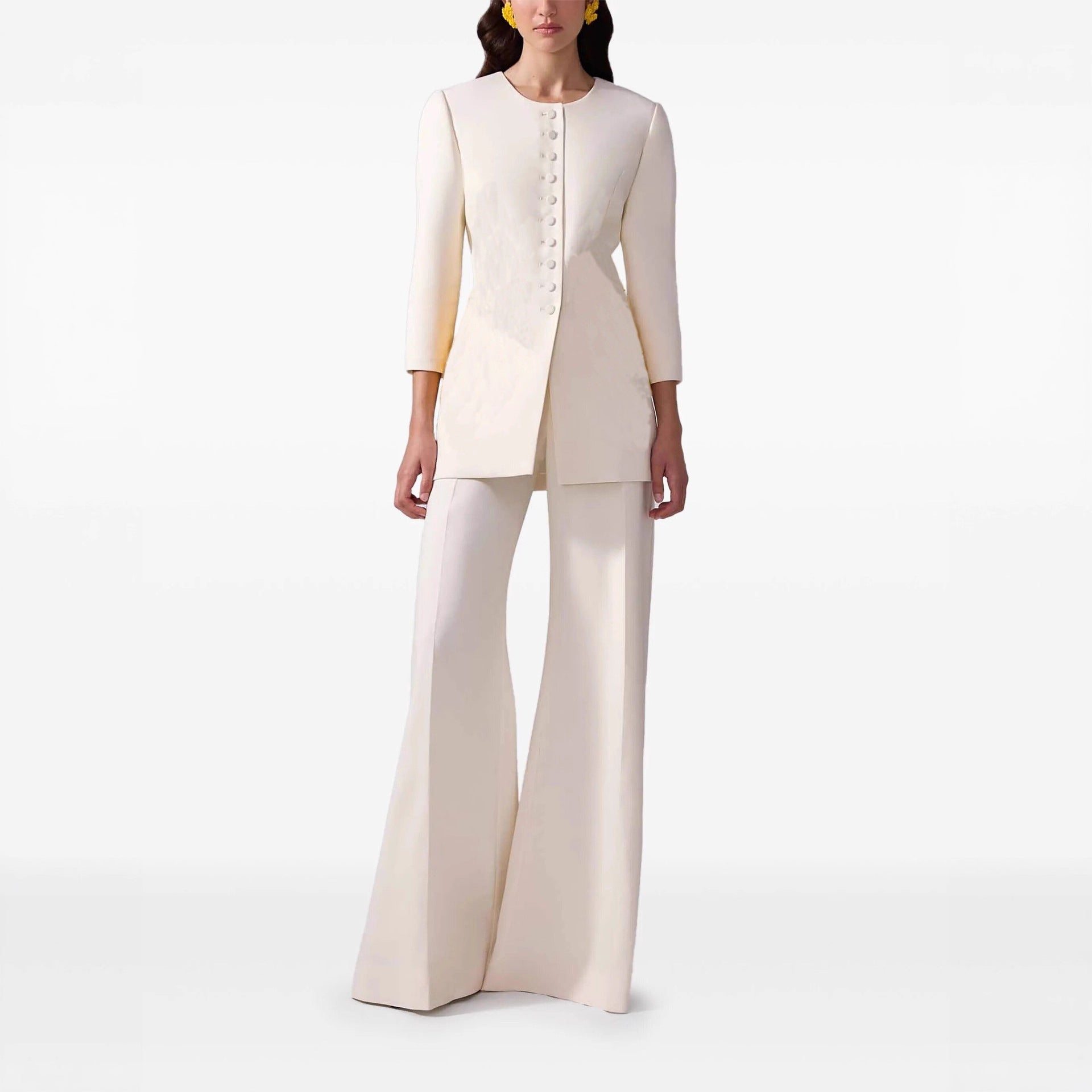 Women's High-Waisted Palazzo Pants with Wide Leg and Pleat Chichicherry