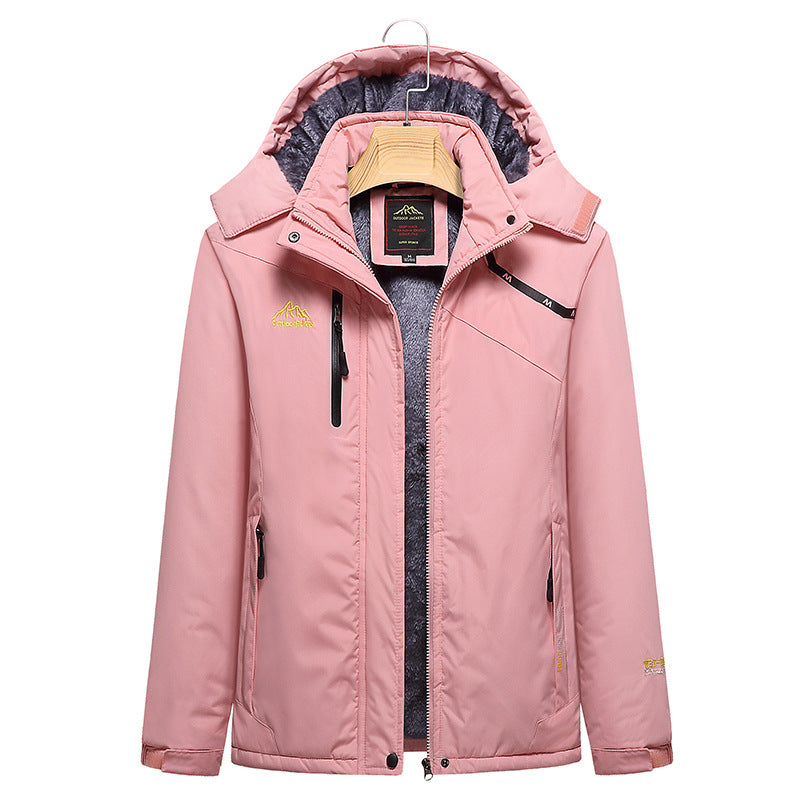 Women's Quilted Winter Jacket with Fleece Lining, Removable Hood, and Waterproof Softshell Outer Layer Chichicherry