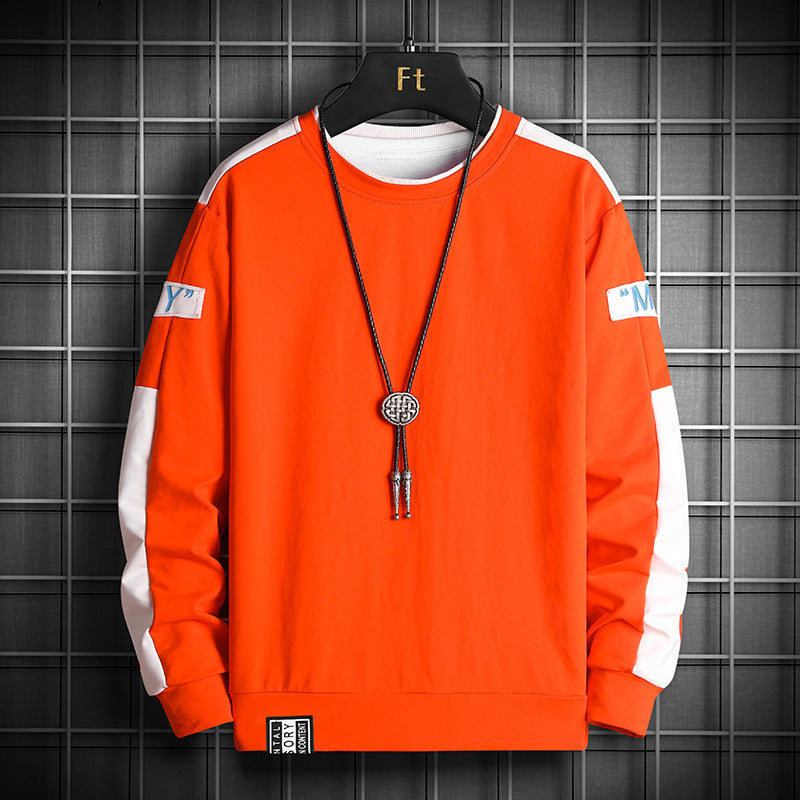 Men's Loose Sweatshirt in Urban Layer Look with Shoulder Panels and Ribbed Hem Chichicherry