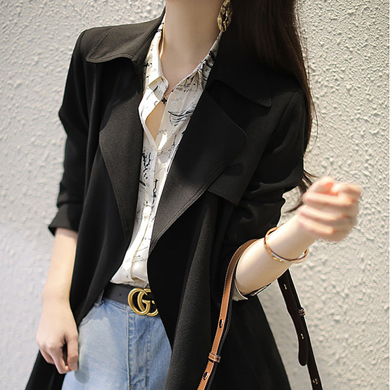 Women's Elegant Trench Coat with Waist Belt and Practical Pockets Chichicherry