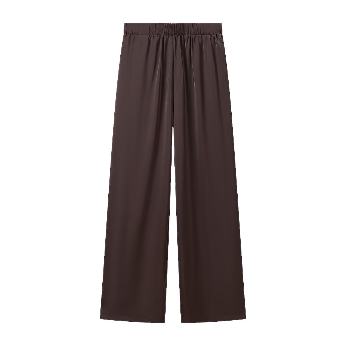 Women's Wide Palazzo Pants with Elastic Waistband and Flowing Satin Look Chichicherry