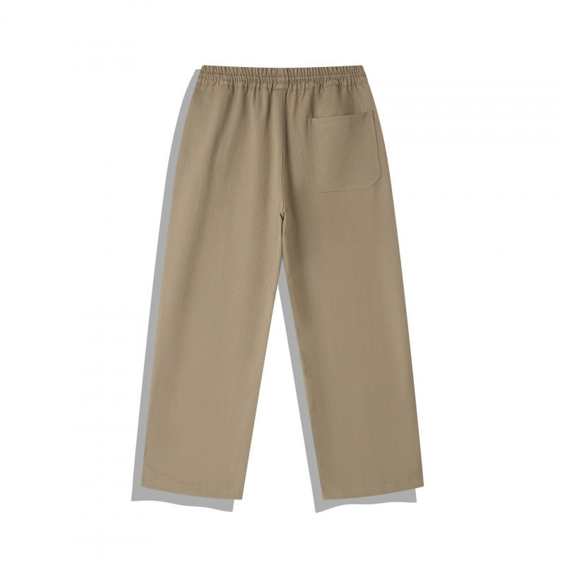 Unisex Wide Relaxed Pants with Elastic Waistband, Drawstring and Decorative Stitching Chichicherry