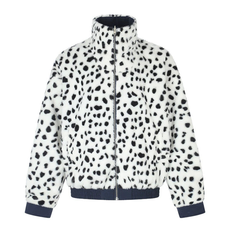 Women's Padded Blouson Jacket with Stand-Up Collar and Leopard Lining Chichicherry