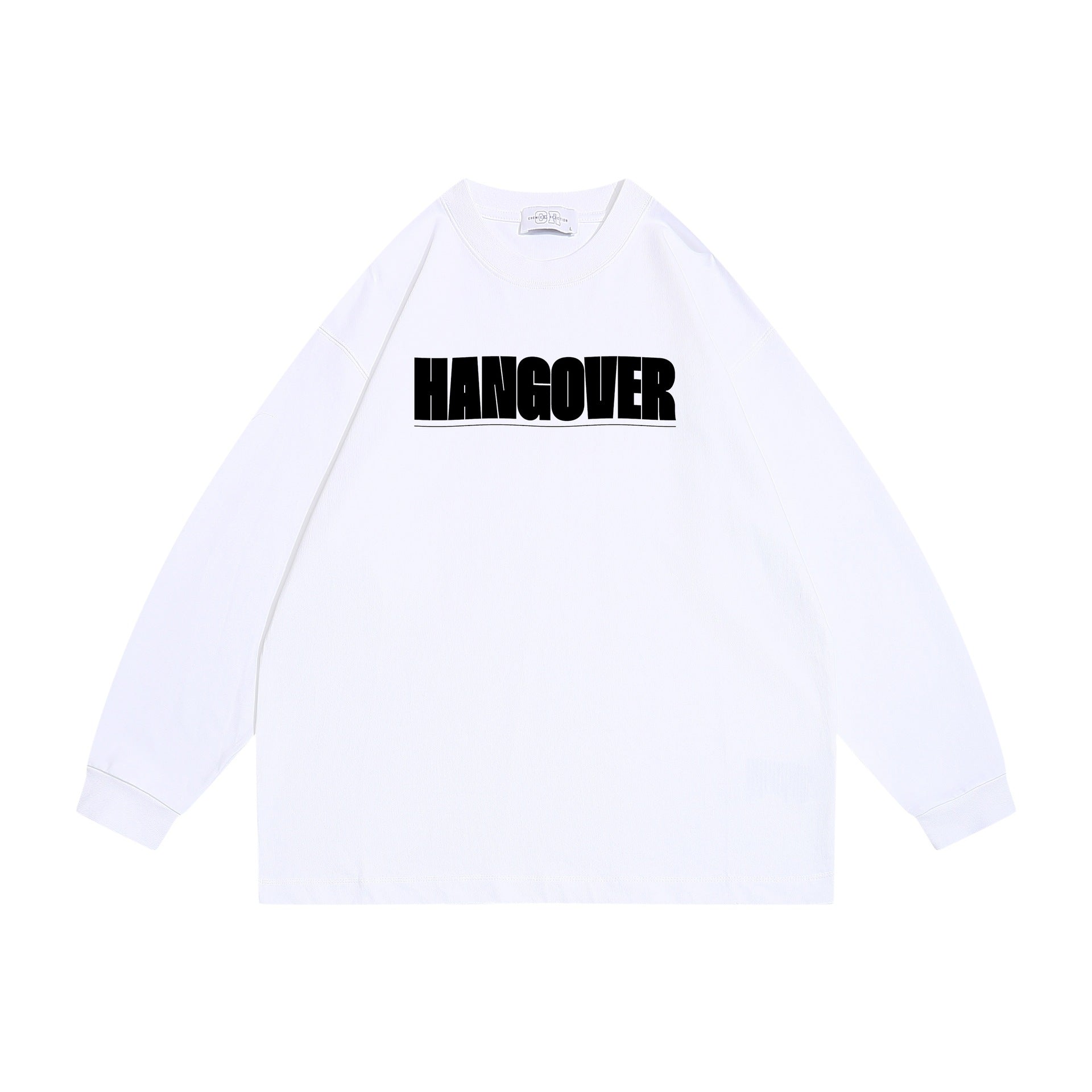 Unisex Oversize sweatshirt with distinctive typo print, ribbed round neck and extended sleeves Chichicherry