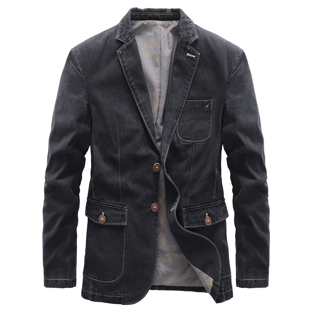Men's Light Denim Blazer with Patches Chichicherry