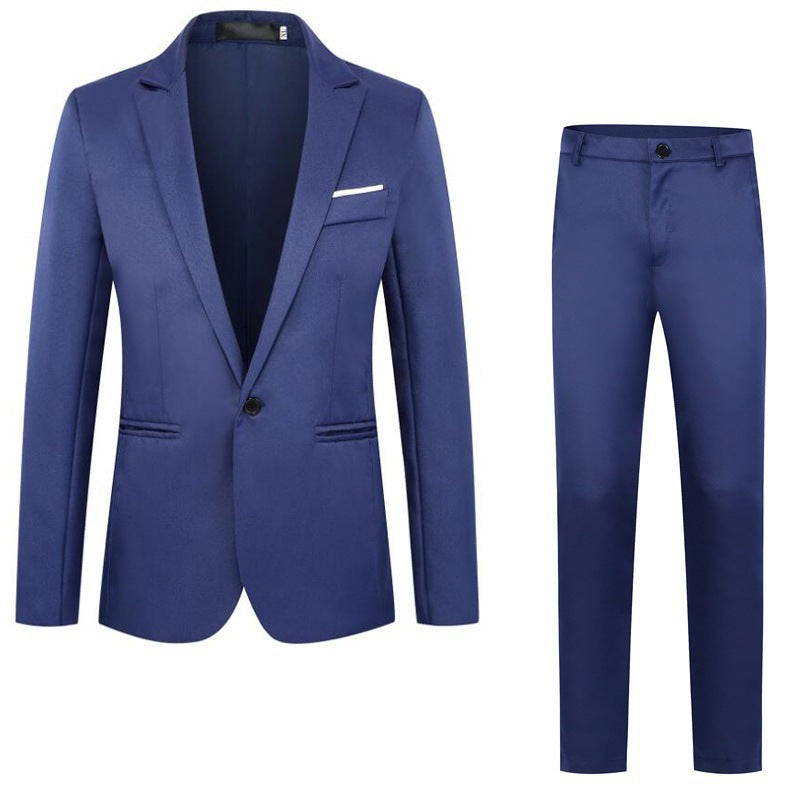 Men's two-piece suit set slim fit with jacket and flat-front trousers Chichicherry