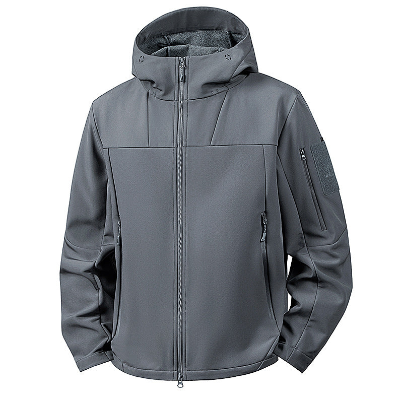 Men's wind and water-repellent softshell jacket with hood and tactical pockets Chichicherry