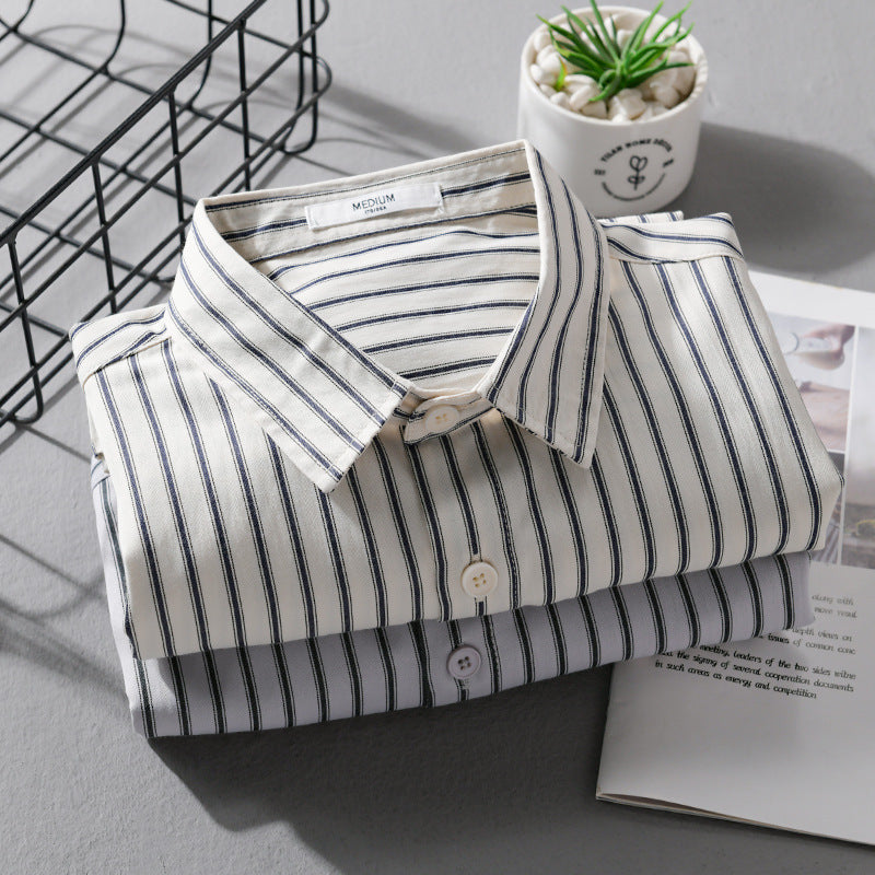 Men's pinstripe long sleeve shirt jacket in overshirt style made of lightweight cotton blend with diagonal breast pocket Chichicherry