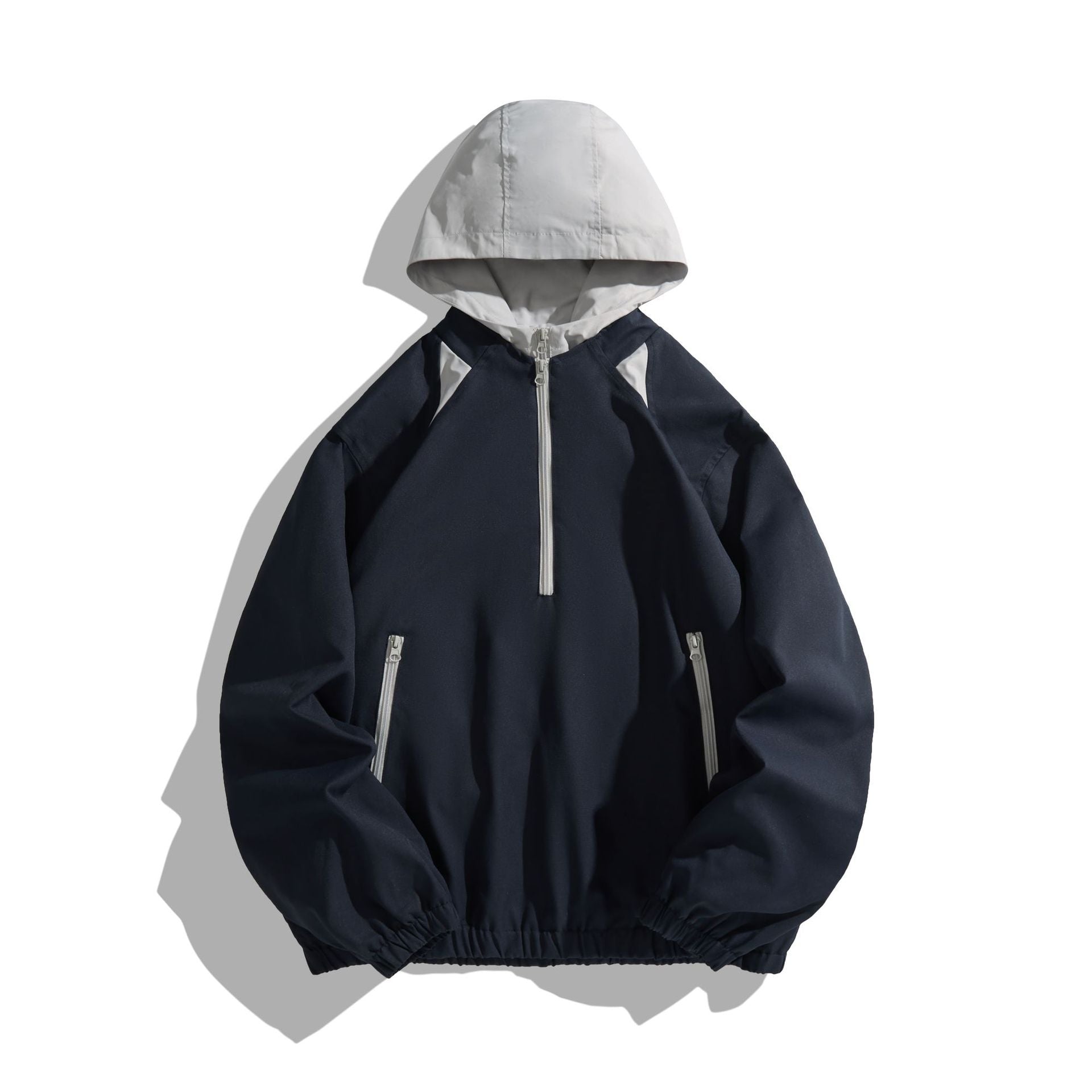 Unisex Lightweight Anorak with Contrast Hood and Half Zipper Chichicherry