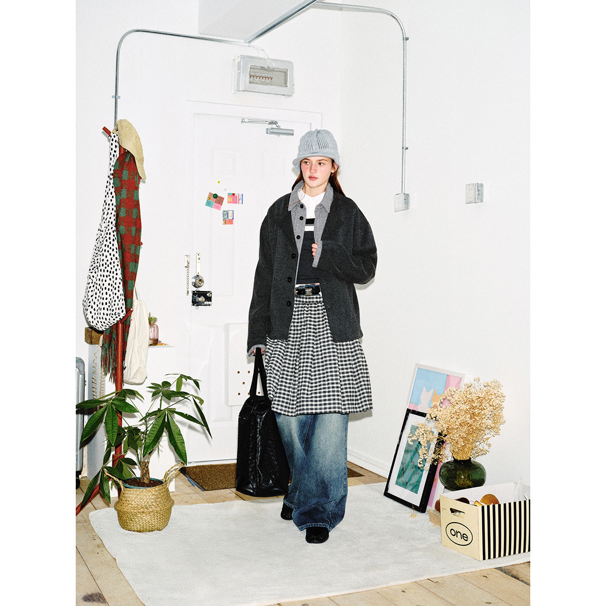 Men's short jacket in layered look with contrast collar Chichicherry