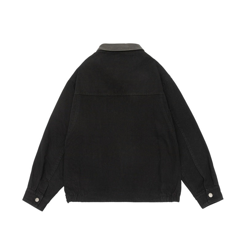 Men's Boxy Canvas Field Blouson with Snap Button Placket and Large Utility Pockets Chichicherry