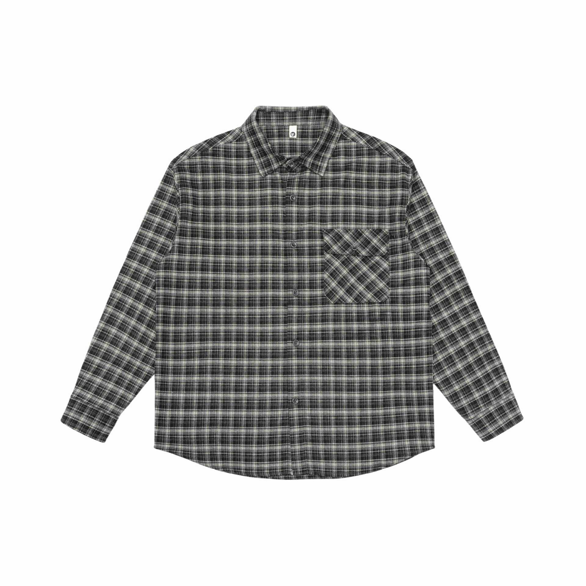 Men's Checkered Flannel Shirt with Chest Pocket and Relaxed Oversize Cut Chichicherry