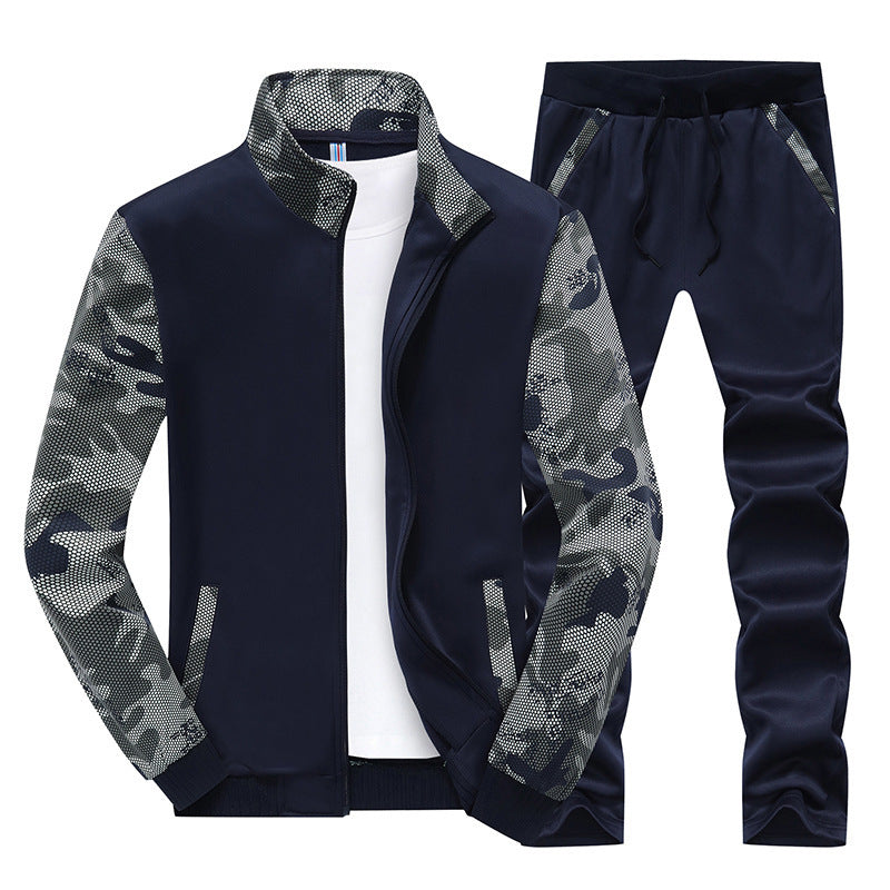 Men's Sportive Tracksuit Set made of functional softshell with camouflage sleeves and adjustable jogger pants Chichicherry