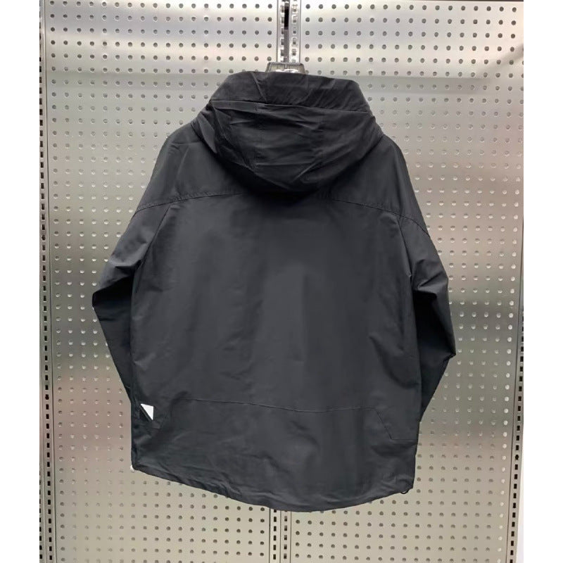 Herren Leichte Utility-Jacke mit Kapuze, mehreren Pattentaschen und verdecktem Reißverschluss Chichicherry