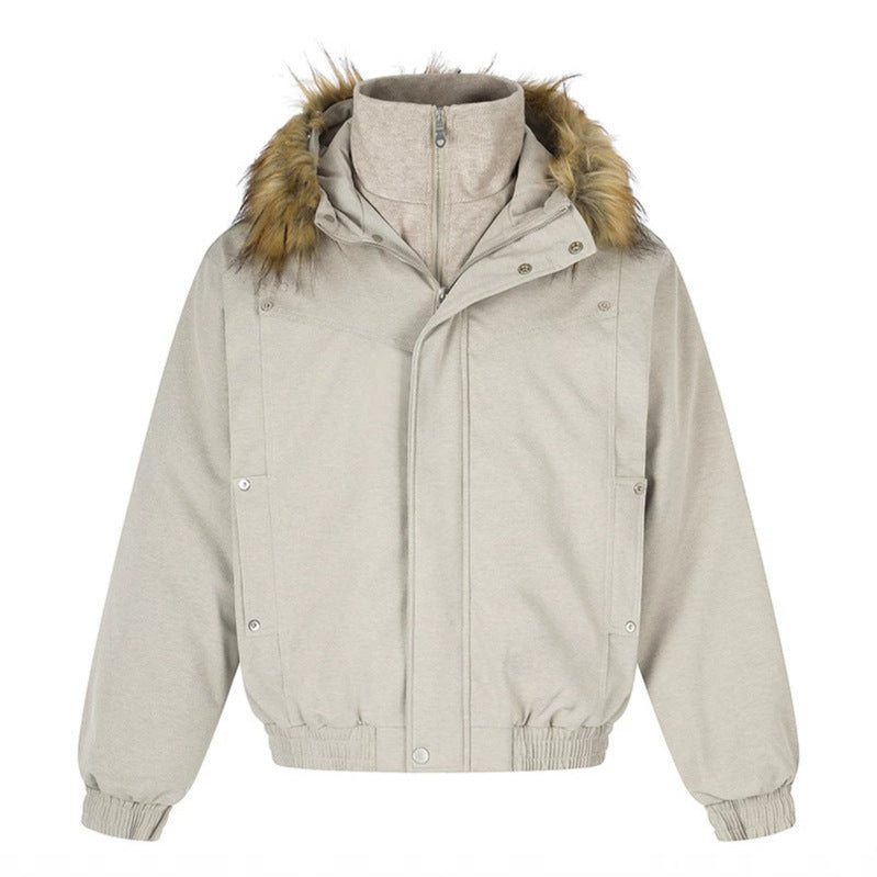 Women's padded winter jacket with removable faux fur hood, high inner collar, and elastic hem Chichicherry