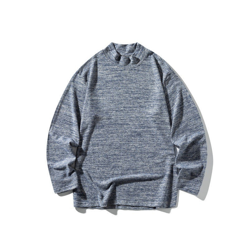 Unisex fine knit mock neck sweater with mottled structure and relaxed fit Chichicherry