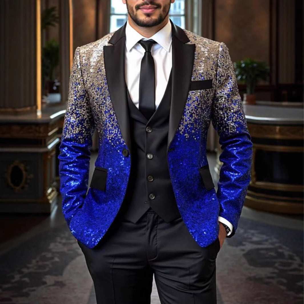 Men's sequin jacket with satin shawl collar and tailored fit Chichicherry