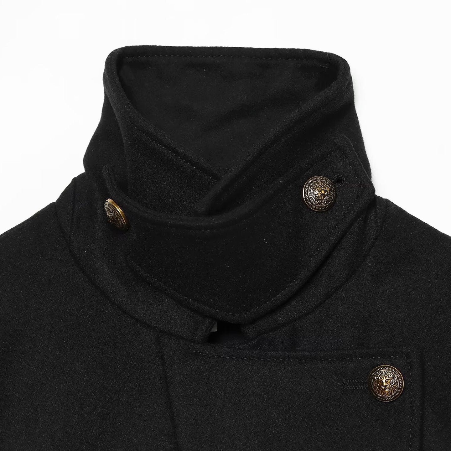 Women Short-cut maritime-inspired coat with high stand-up collar and double row Chichicherry