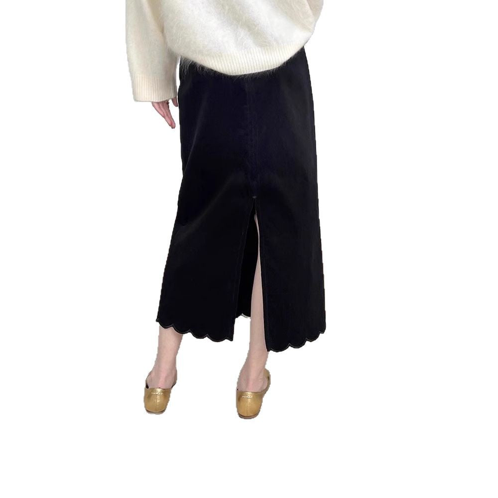Women Elegant cut Maxi skirt with sculptural hemline Chichicherry
