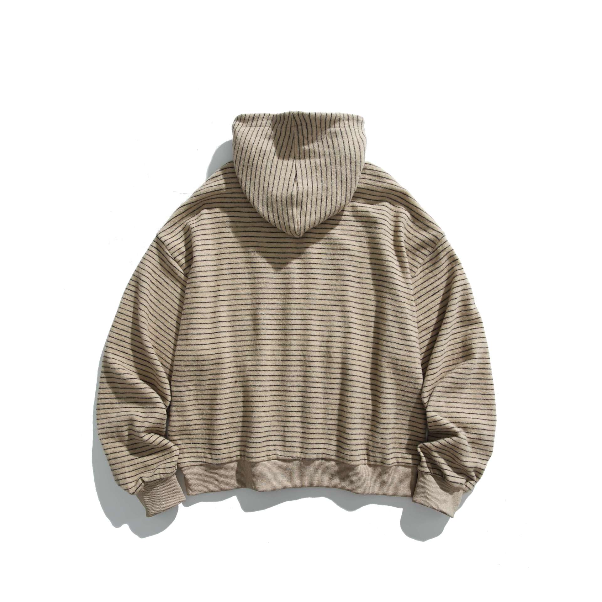 Unisex Striped Hoodie with Full Zip and Ribbed Cuffs Chichicherry
