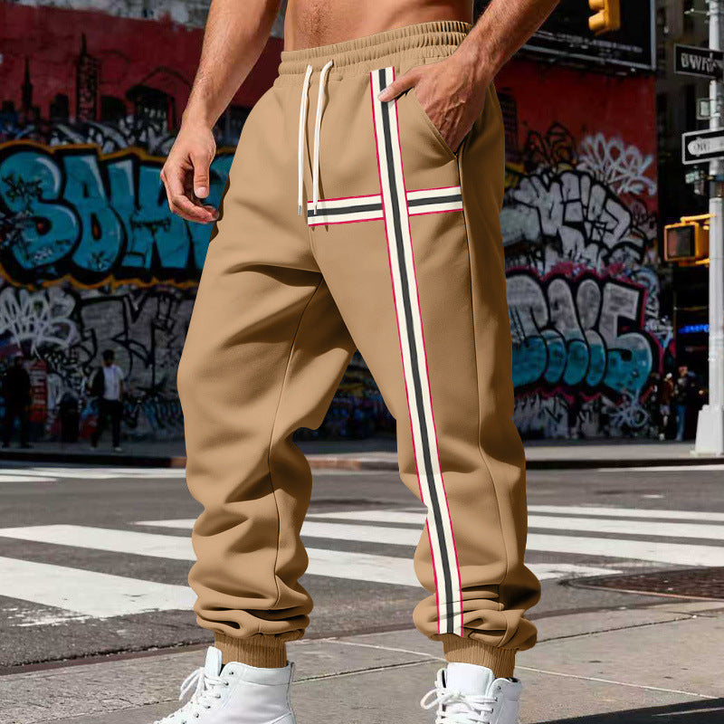 Men's jogging pants with side tape stripe and elastic drawstring waistband Chichicherry