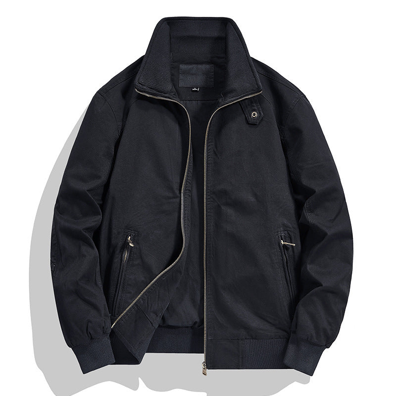 Men's cotton canvas blouson with ribbed cuffs and stand-up collar Chichicherry