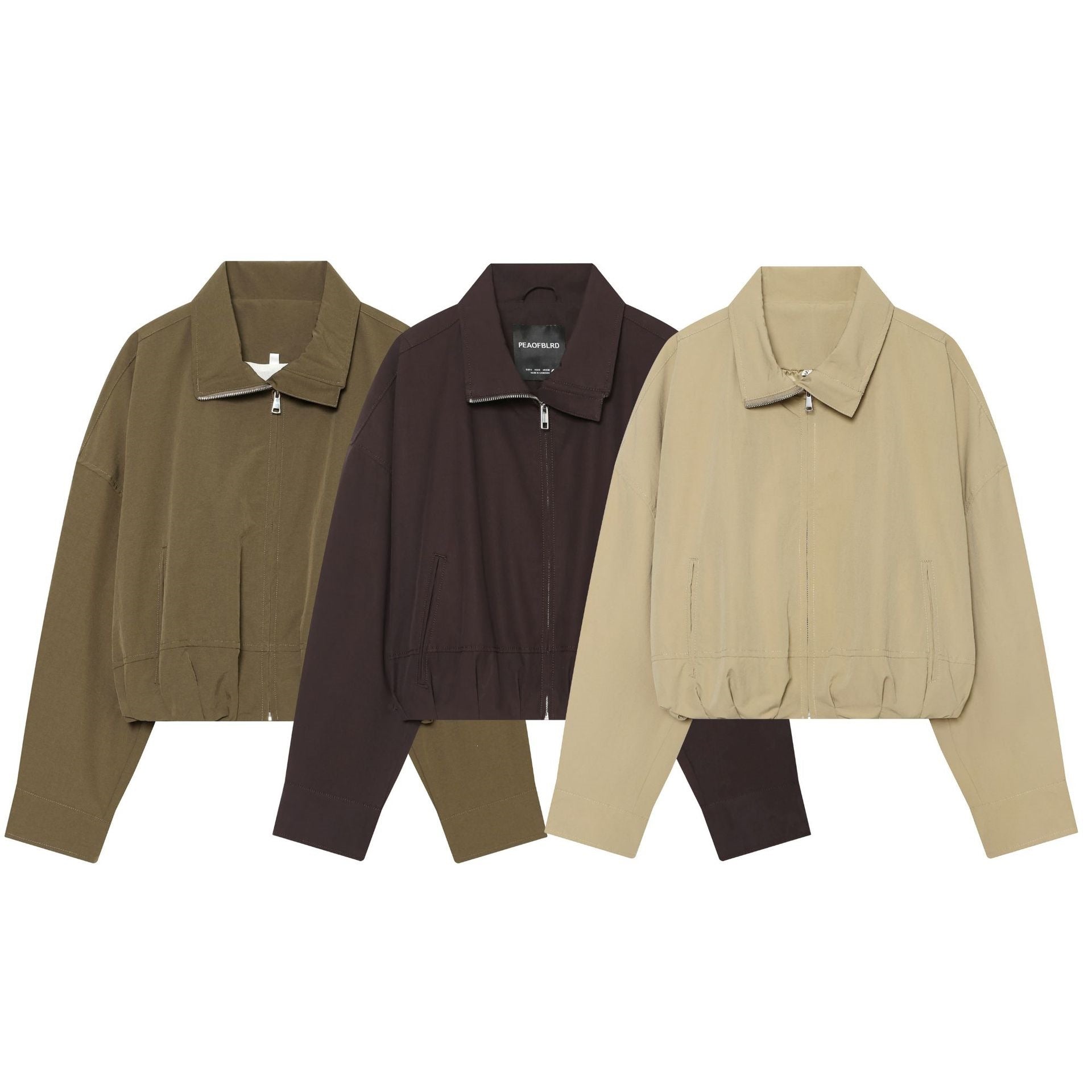 Women’s utilitarian short jacket with zipper and shirt collar Chichicherry