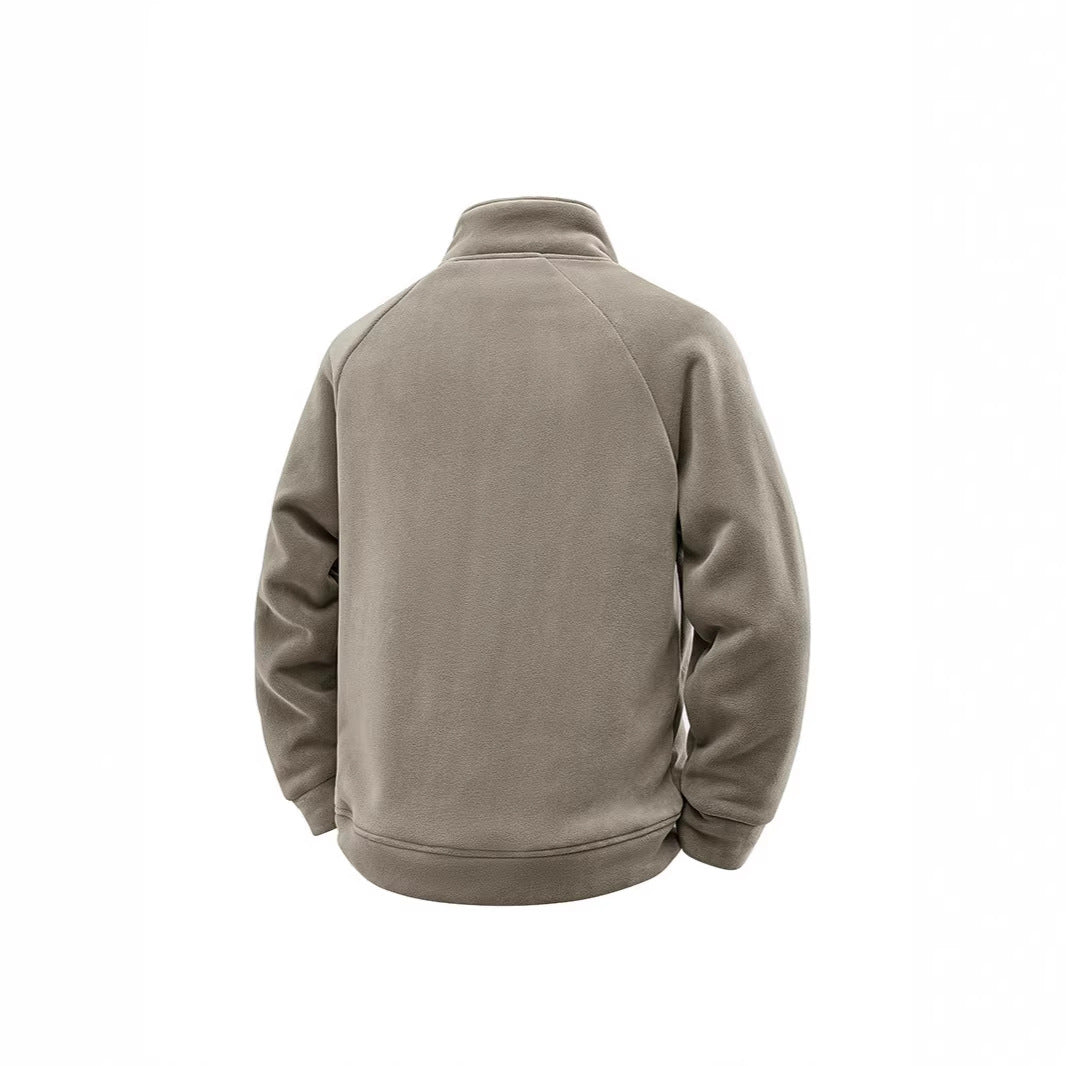 Men's fleece thermal jacket with double-layer teddy inner lining and high stand-up collar Chichicherry