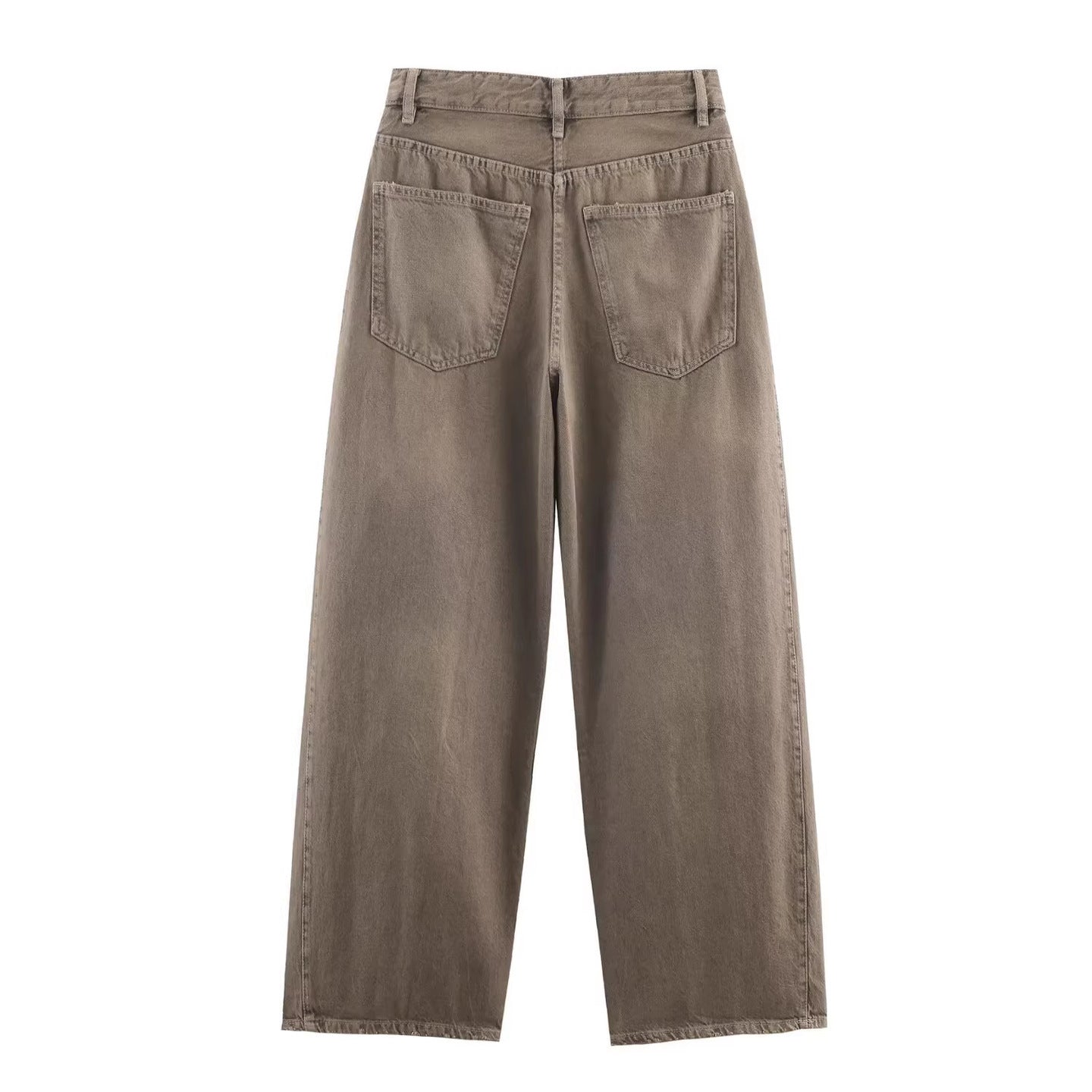 Women's wide high-waisted culotte pants with decorative seams, patch pockets and tie belt Chichicherry