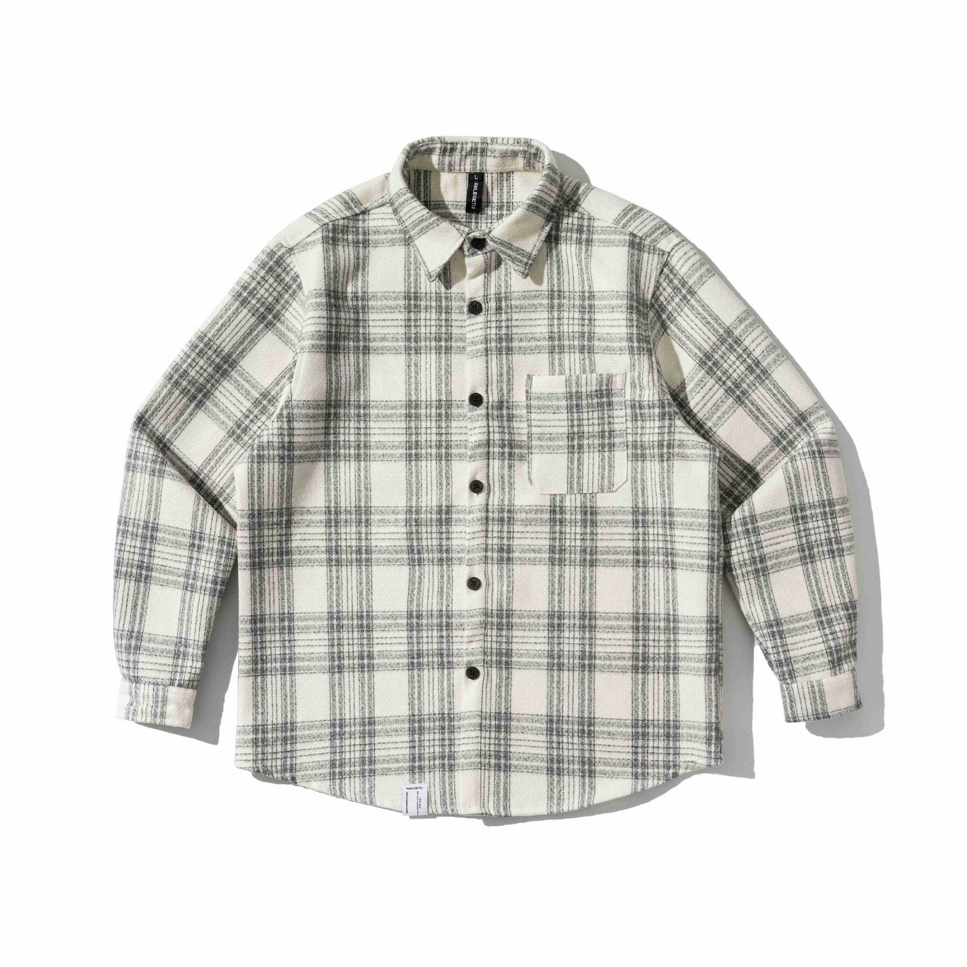 Men's Checked Teddy Fleece Overshirt with Chest Pocket Chichicherry