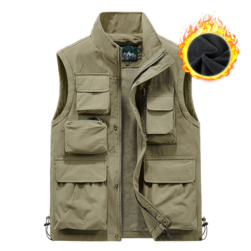 Men's multifunctional outdoor vest with teddy fleece lining and numerous pockets Chichicherry